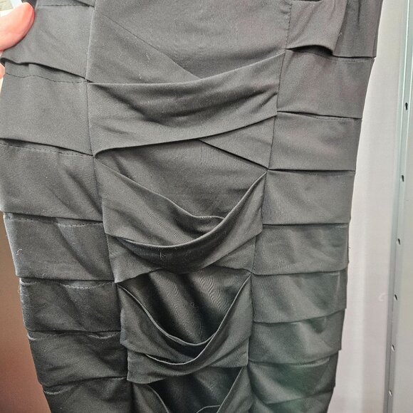 XXI Mini Body Con Dress M Black Layered Ruffle Adjust Shoulder Halter Padded Cup - Picture 5 of 12